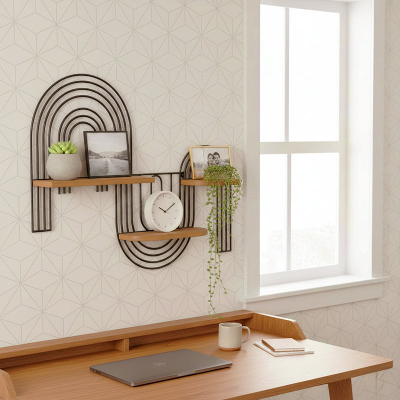 Tablette de rangement murale abstraite pour décoration intérieure Lisianne