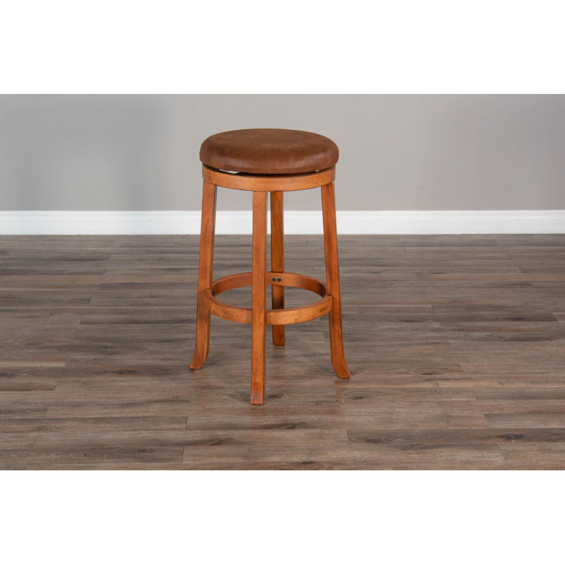Sears Swivel Upholstered Counter Stool, Bar Stool (30" Seat Height), Rustic Oak