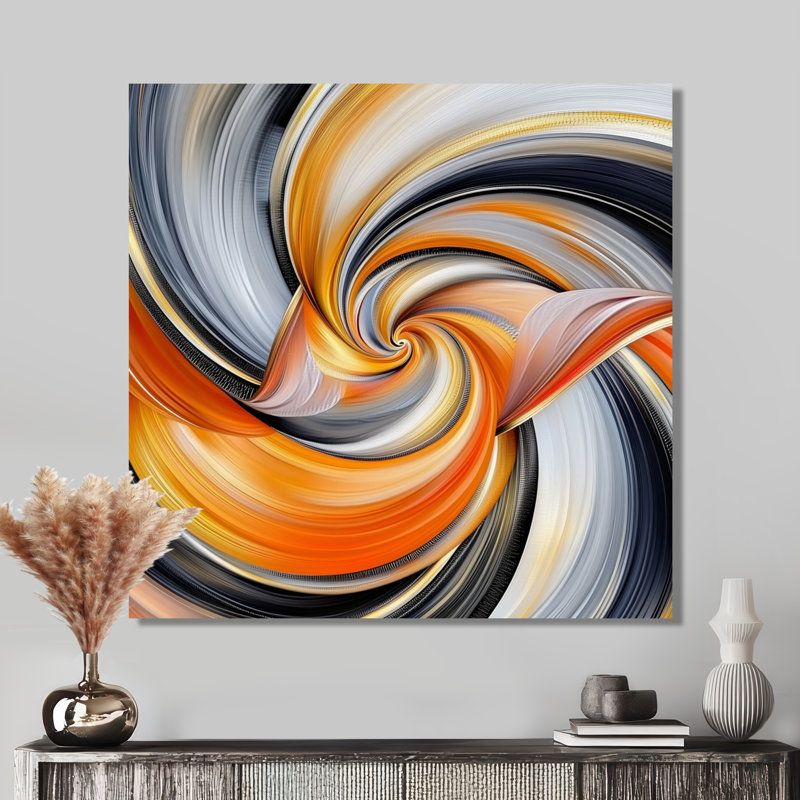 Geometric Orange Fragment Vector II - Abstract Metal Wall Decor, Geometric Metal Print, 16" H x 16" W x 0.84" D