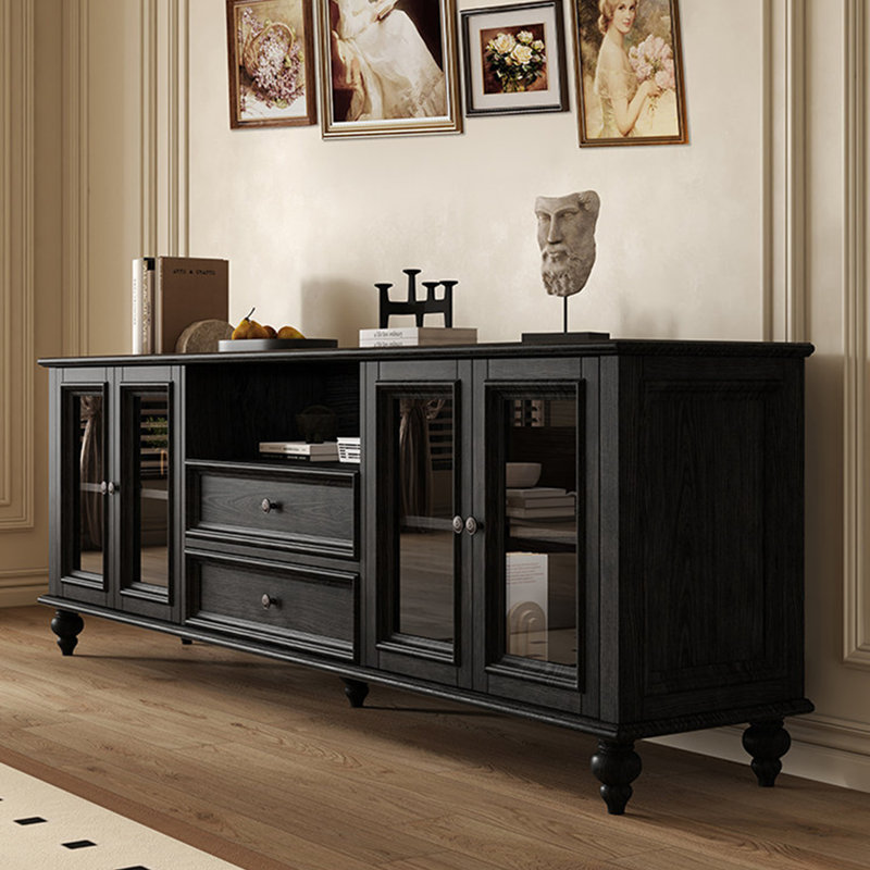 Meuble télé avec rangement American Retro, H 26,8 po x L 86,6 po x l 15,7 po, Noir
