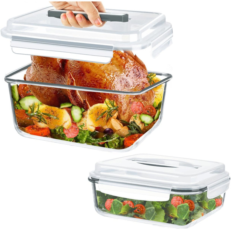 Contenant alimentaire en verre très grand 220 oz et 76,4 oz avec couvercles hermétiques