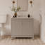 Meuble-lavabo simple 36 po Scalloped - gris clair - sans comptoir - boutons en nickel brossé-123430956-123430957