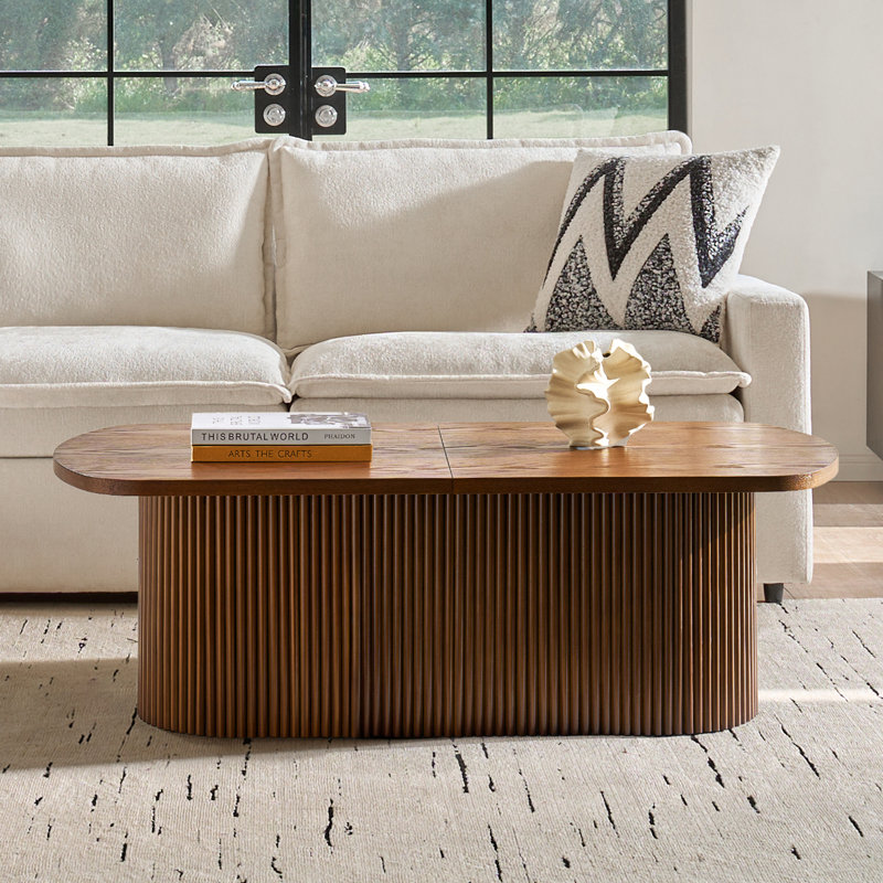 Table basse ovale avec rangement Elias, Noyer