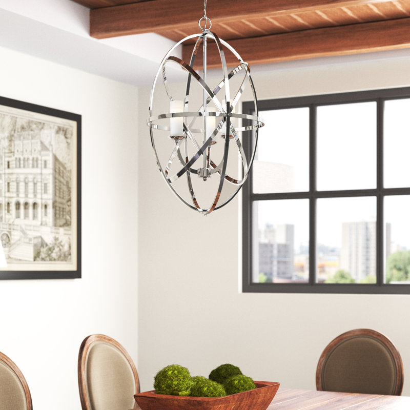 Grammont 3 - Light Dimmable Globe Chandelier, Chrome