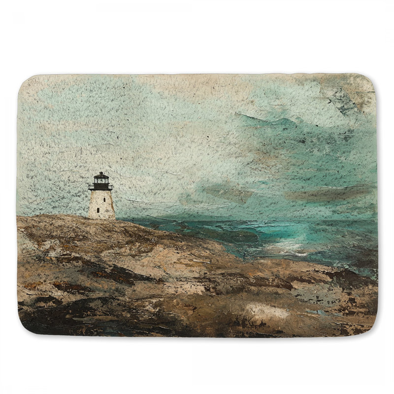 Lighthouse Bath Mat Coastal Bathroom Decor Rustic, 24" L x 17" W