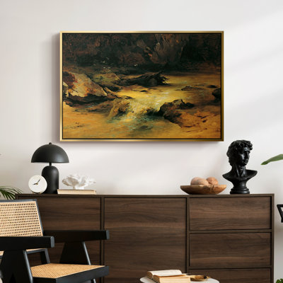 Wildbach (ruisseau sauvage), milieu du 19e siècle - Peinture sur toile tendue encadrée par Gauermann