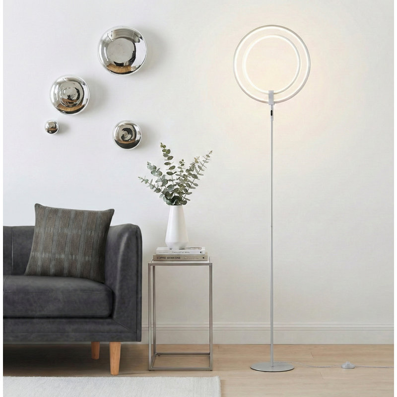 Lampe sur pied DEL industrielle 2 lumières 3 lumières avec 2 têtes réglables Eclipse, Blanc