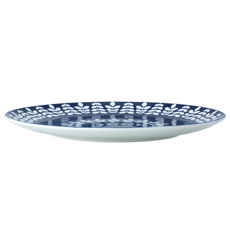 Blue and White Ceramic Round Platter Dish