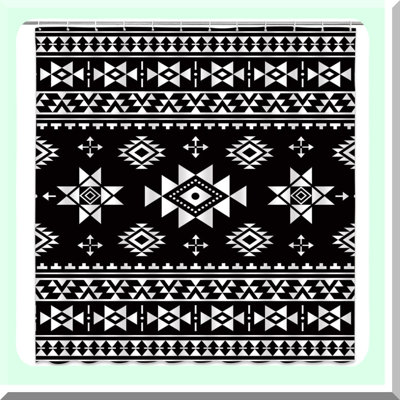 TribalGeo Boho Shower Curtain - Black Aztec Southwest Design with Hooks