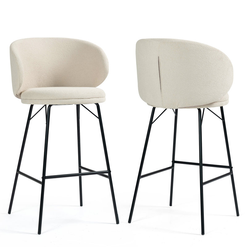 Lemonica Boucle Counter & Bar Stool, Bar Stool (30" Seat Height), White