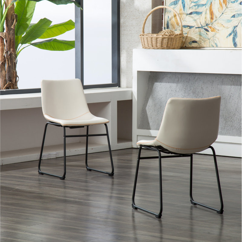 2 chaises en cuir synthétique blanc rétro - siège moulé pour un confort accru, l 18,5 po x P 22,25 po H 31,5 po, Blanc