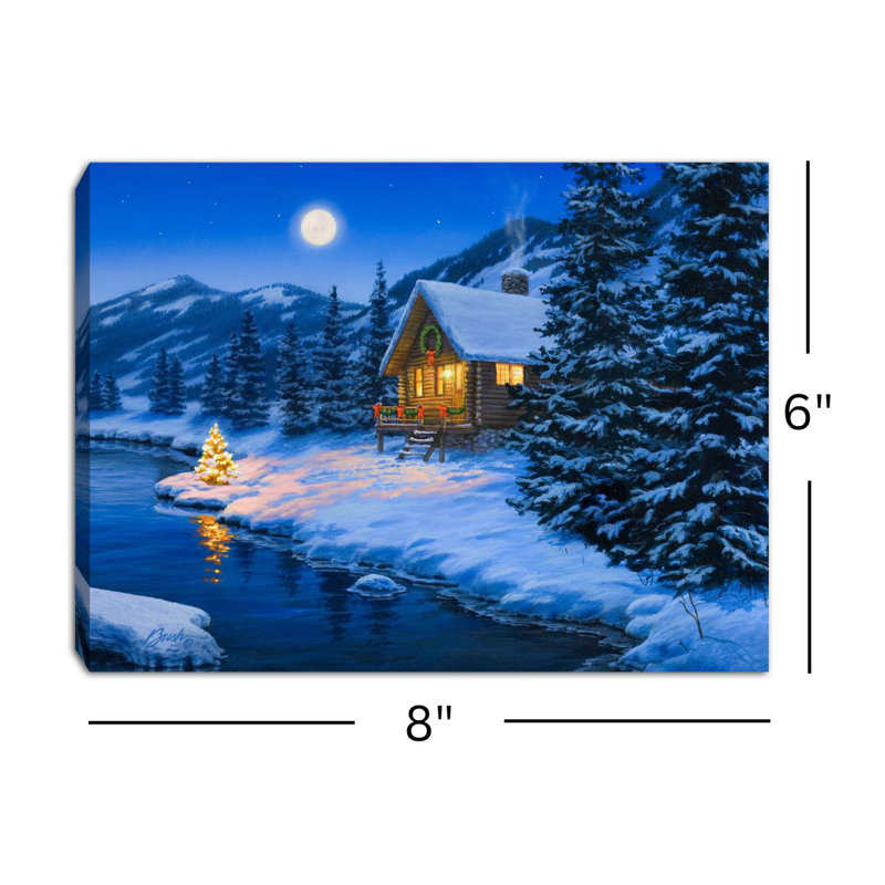 Christmas Cabin 8x6 Mini Lighted Easel Back