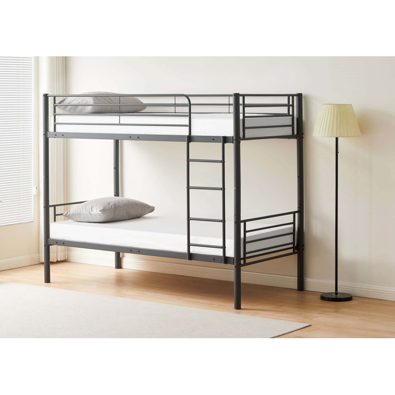 Hysell Bunk Bed with Built-in Ladder Included, Single (3'), Grey