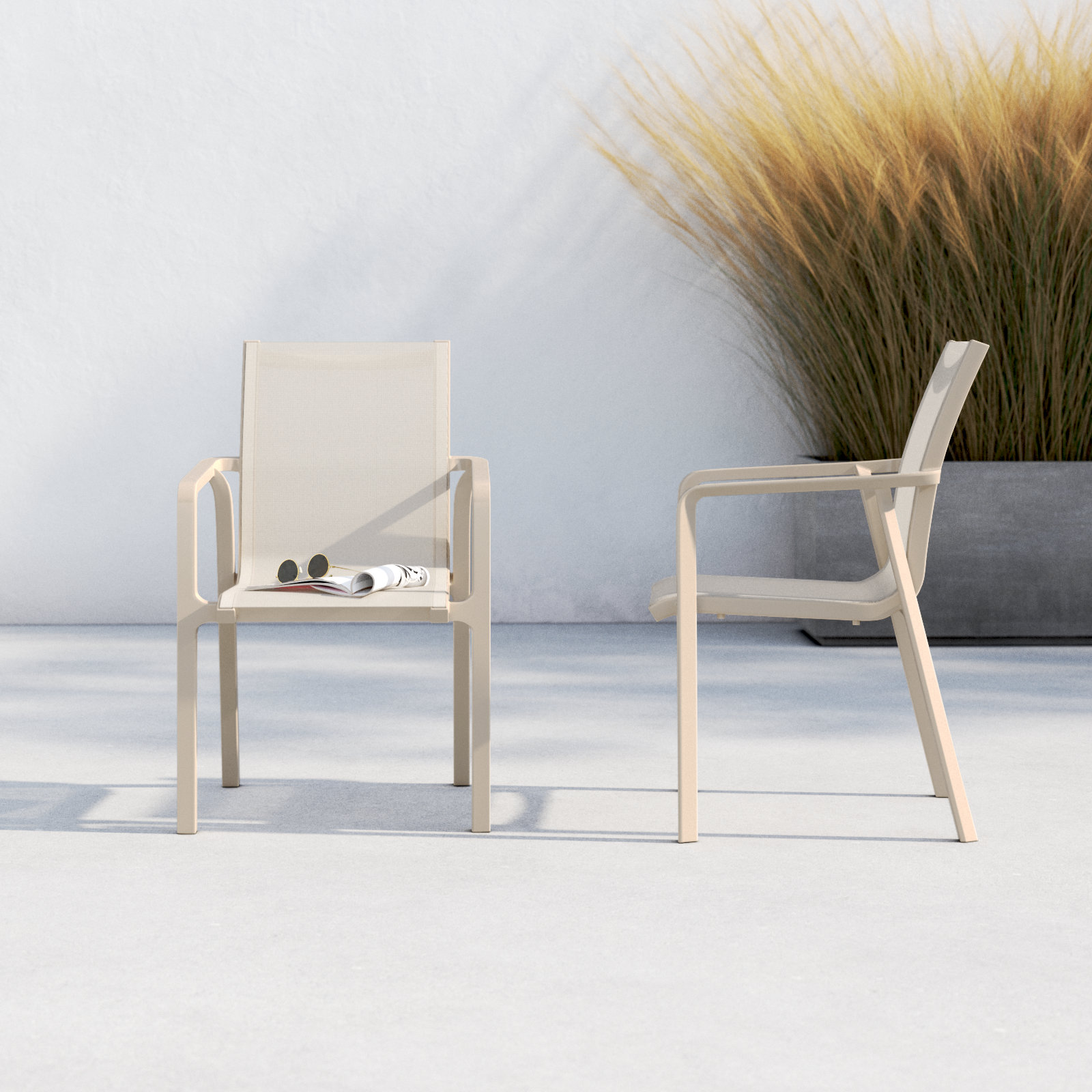 Farrah Stackable Patio Armchair, Taupe