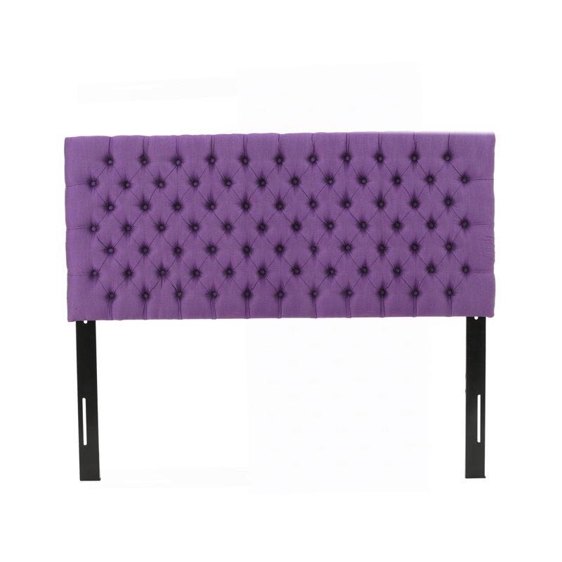 Tufted Upholstered Queen Size Bed Headboard In Modern Button Design, Adjustable Solid Wood Head Board, Solid Wood Head Board With Durable Metal Legs In Bedroom