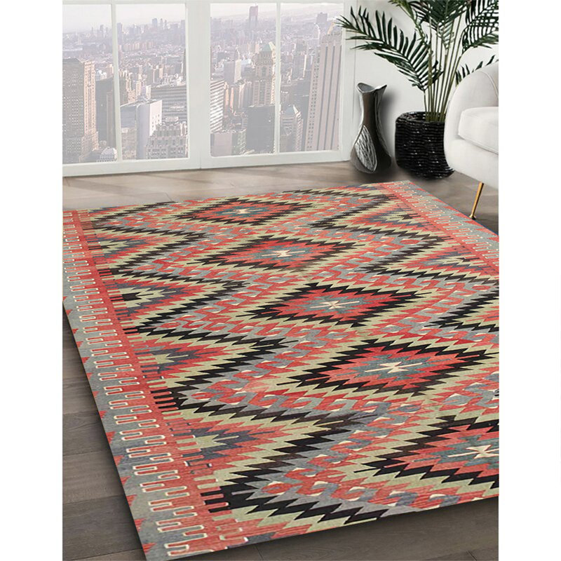 Tapis brun / vert Tisa Southwestern, Rectangle 7 pi x 10 pi