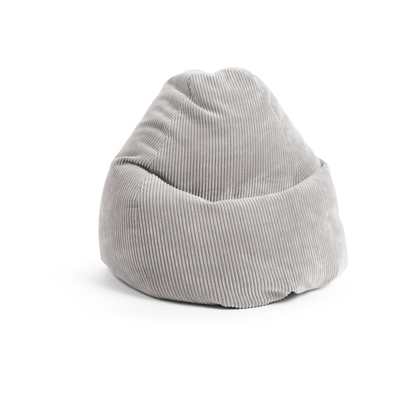Fauteuil à billes Shara, Velours côtelé gris, Perles de polystyrène