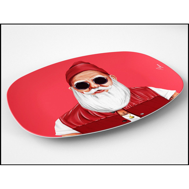 Plateau de service festif du Père Noël 10 x 14 pouces, durable et sécuritaire pour les fêtes, fabriqué aux États-Unis.