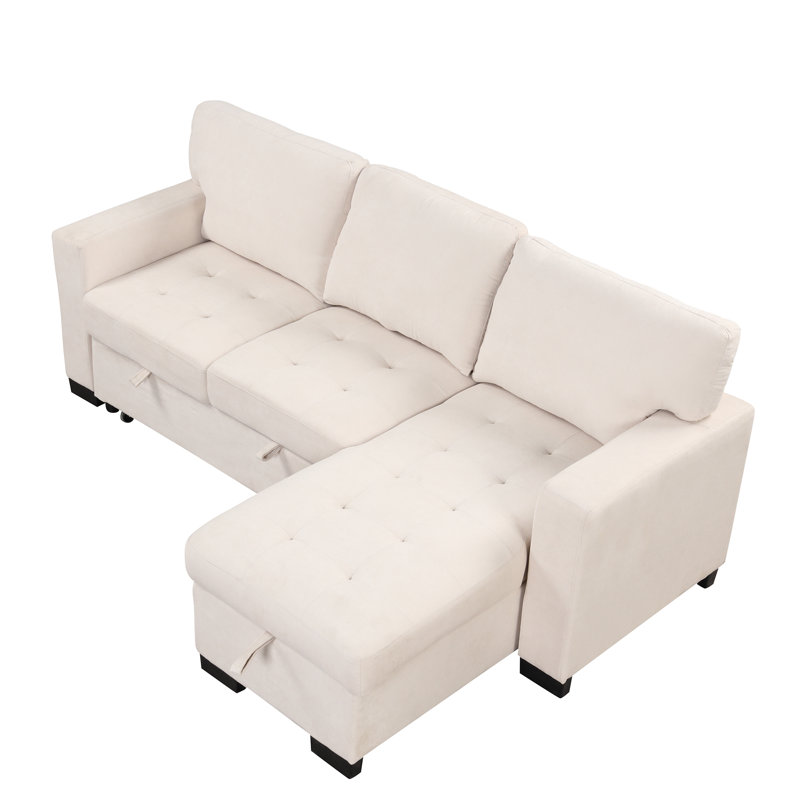 Canapé rembourré Darlinda, Beige Velvet