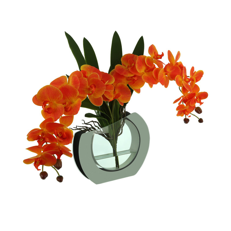 Orchid Floral Arrangement in Vase, Orange