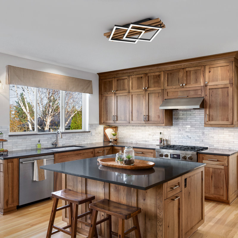 Dimmable Wood LED Flush Mount