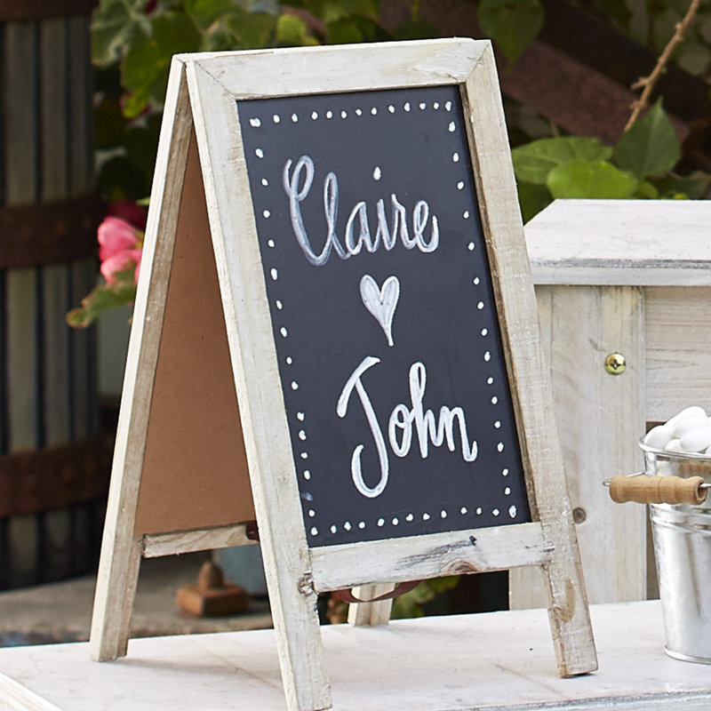 Tableau noir en bois pliable, H 1 pi 1 po x l 0,67 po, Blanc vieilli