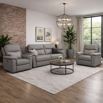 Alessandrina Real Leather Power Recliner 3 + 1 + 1 Sofa Set with USB Charging