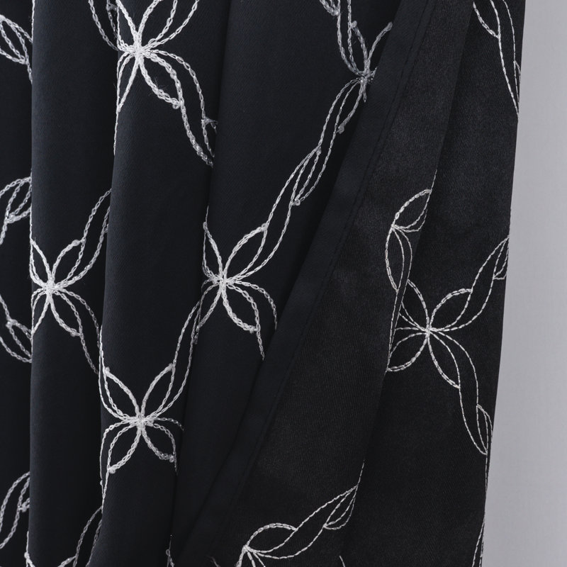 Mckinney Embroidered Room Darkening Window Curtain, 54" W x 84" L, Black