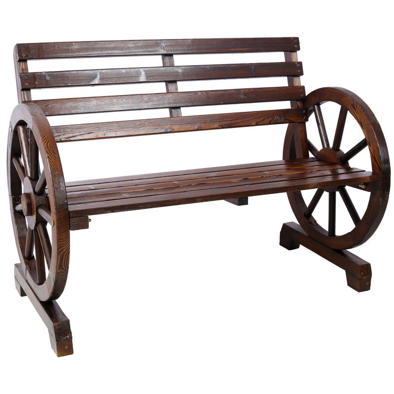 Banc en bois Rustic Wagon Wheel