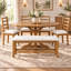 Ensemble de salle à manger extensible Cavressa 6 pièces, table à pied centrale en bois naturel avec rallonge amovible de 45 cm, 4 chaises à dossier échelle et banc de 112 cm-611896037