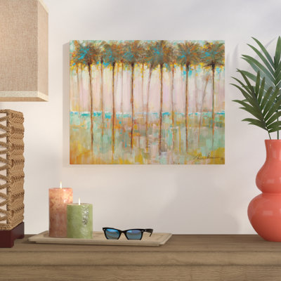 «Palms at Dusk», reproduction de peinture à l'huile sur toile tendue