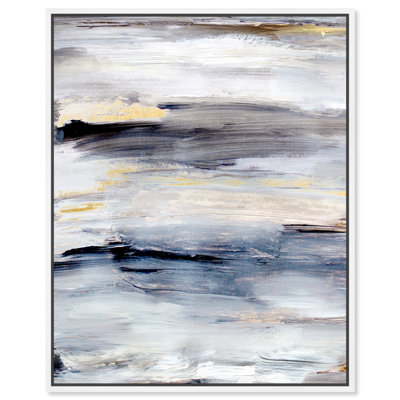 Modern Gray Brush Stroke Painting Print