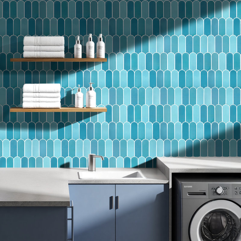 10Pcs Self-Adhesive Wall Tile Stickers, Blue