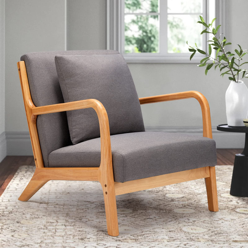 Upholstered Armchair, Grey Linen