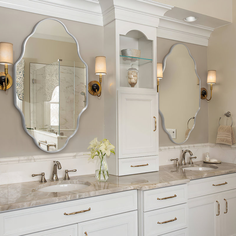 Set of 2 Shaped Wall Mirrors – Unique Lines to Enhance Space Beauty, Ideal for Living Room, Bedroom, Hallway & Dressing Room