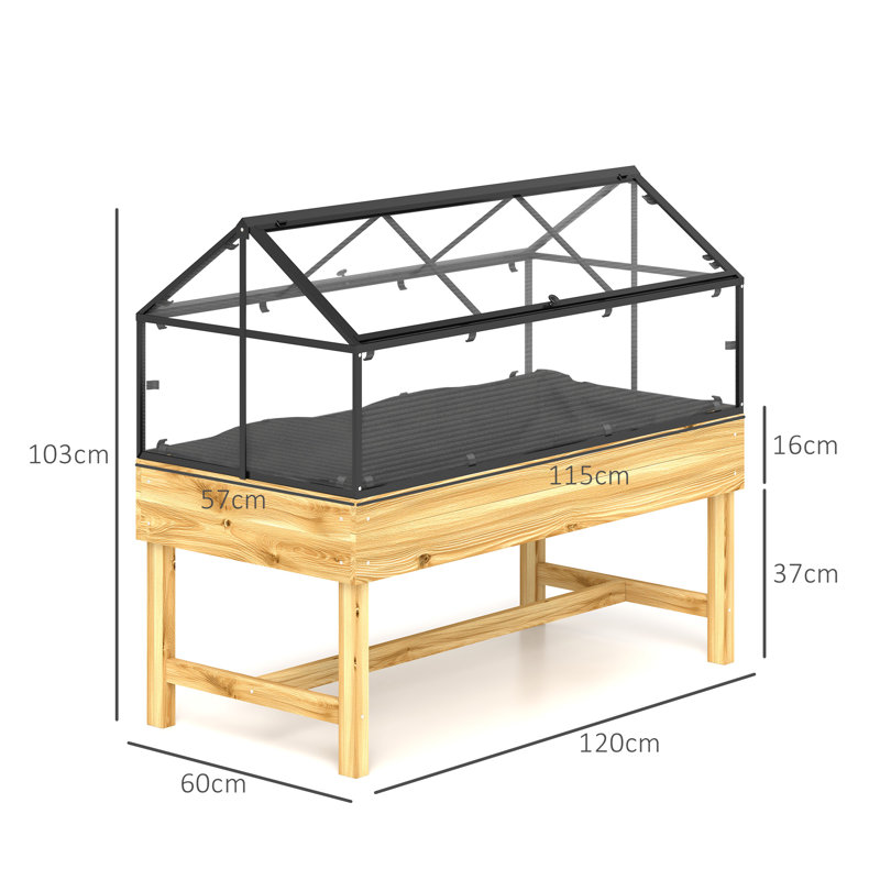 Raised Garden Bed, Natural Wood Finish