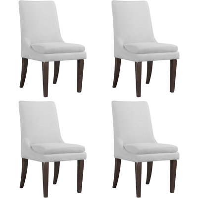 Upholstered Dining Chairs Modern Sidechair Performance Fabric High Back Armlesschair For Diningroom Kitchen,white,set Of 4