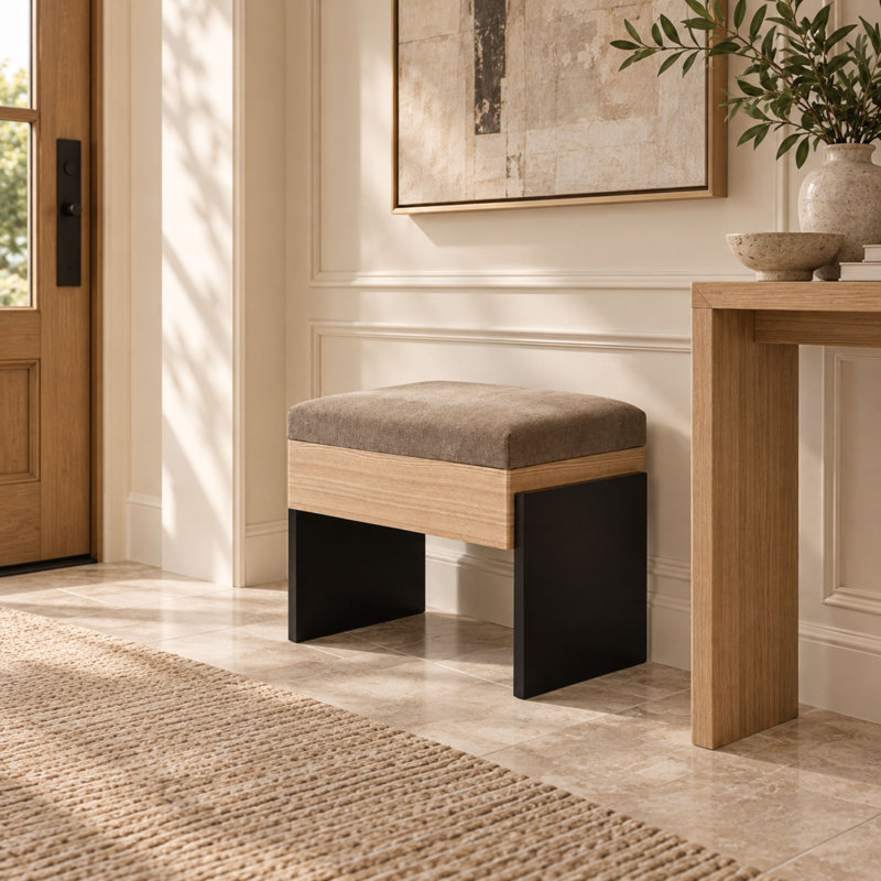 Banc d'appoint Tessa 22 po en chenille avec rembourrage en mousse, marron, Brun
