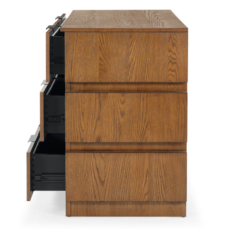 Titus 6 Drawer Stacked Dresser, Medium Oak