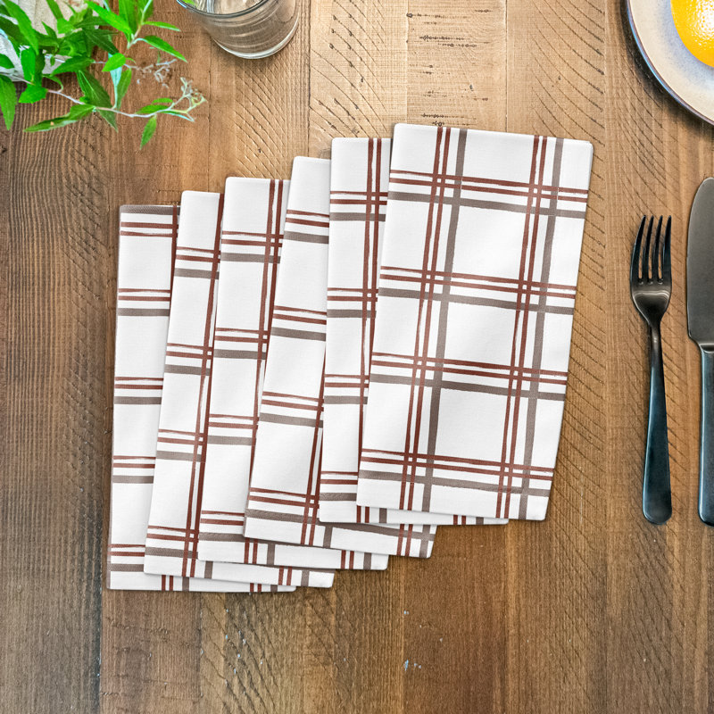 Nahia Cotton Twill Plaid Square Napkin, White