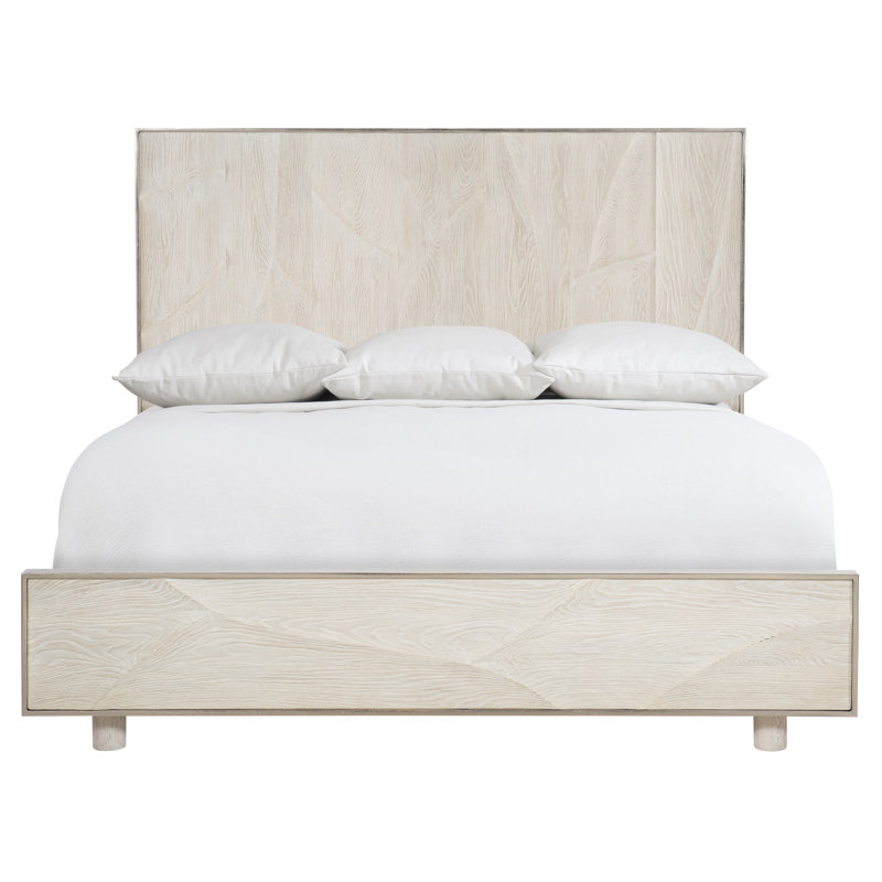 King Size Oak Frame Panel Bed with Nickel Finish and Adjustable Support