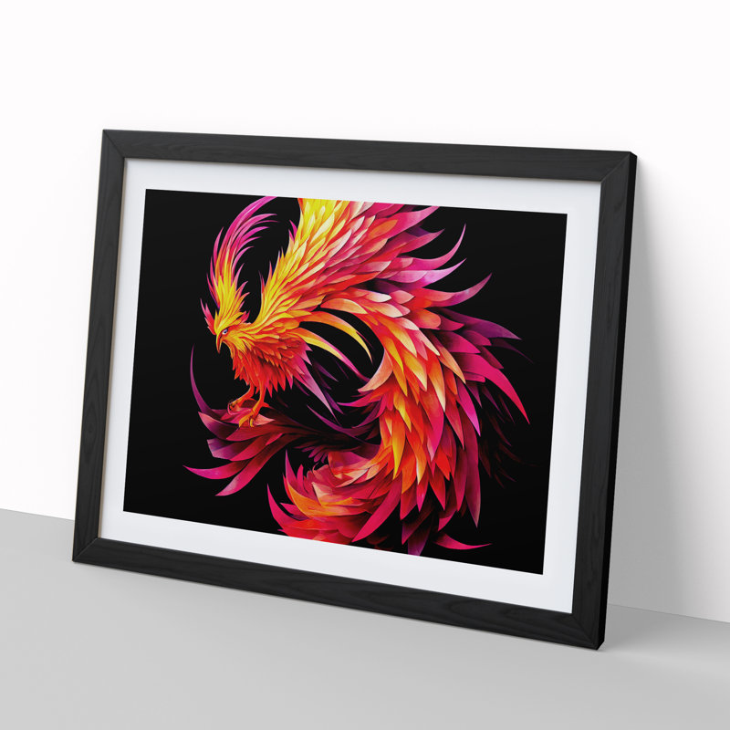 Unreal Phoenix Bird Abstract - Framed Print, Black Framed, 46cm H x 64cm W x 2cm D