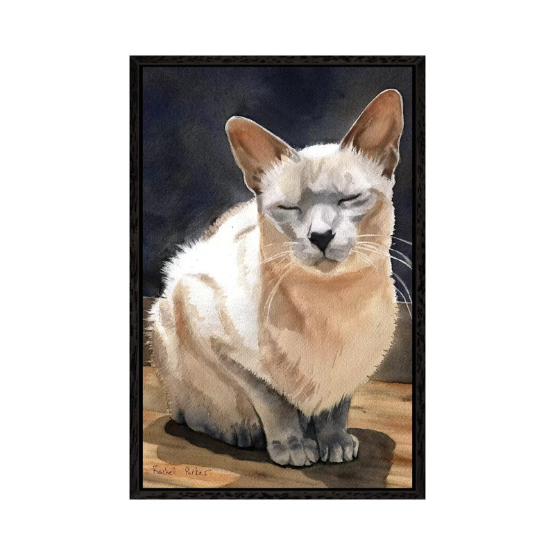 Peace Kitty by Rachel Parker - Painting on Canvas, Black Framed, 66.04cm H x 45.72cm W x 3.81cm D