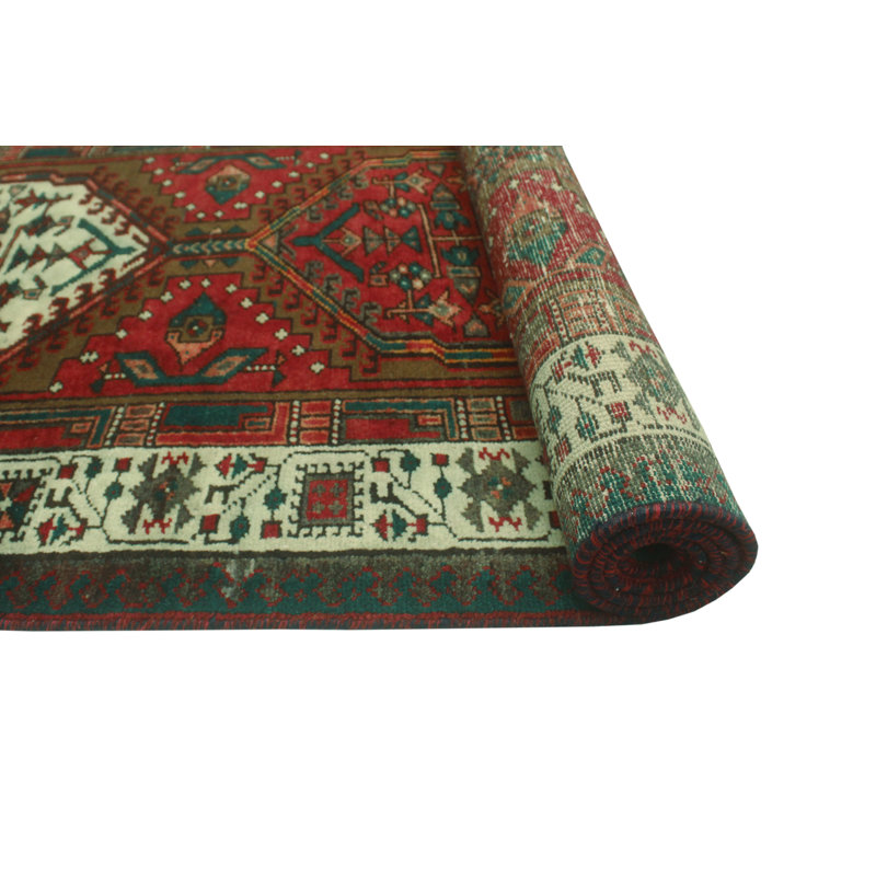 One-of-a-Kind 3'3" X 10'8" 1980s Runner Wool Area Rug in Rust
