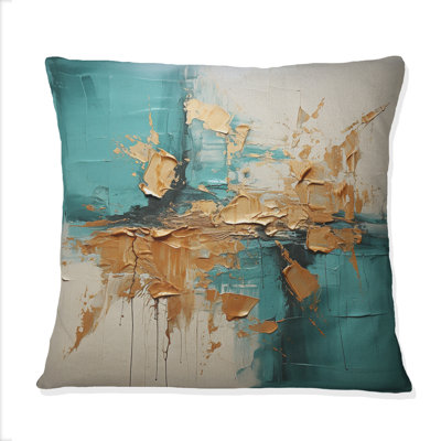 Turquoise Tranquillity III - Abstract Landscapes Printed Throw Pillow