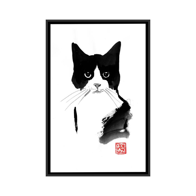 Stray Cat by Péchane - Print on Canvas, 66.04 cm H x 45.72 cm W, Black Framed