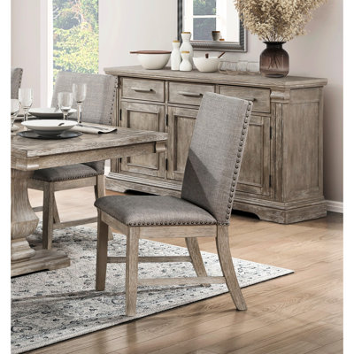 Chaises d'appoint d'une capacité de 250 lb, gris brun, tissu texturé, espace de salle à manger de 25 po de largeur, revêtement gris, 2 unités