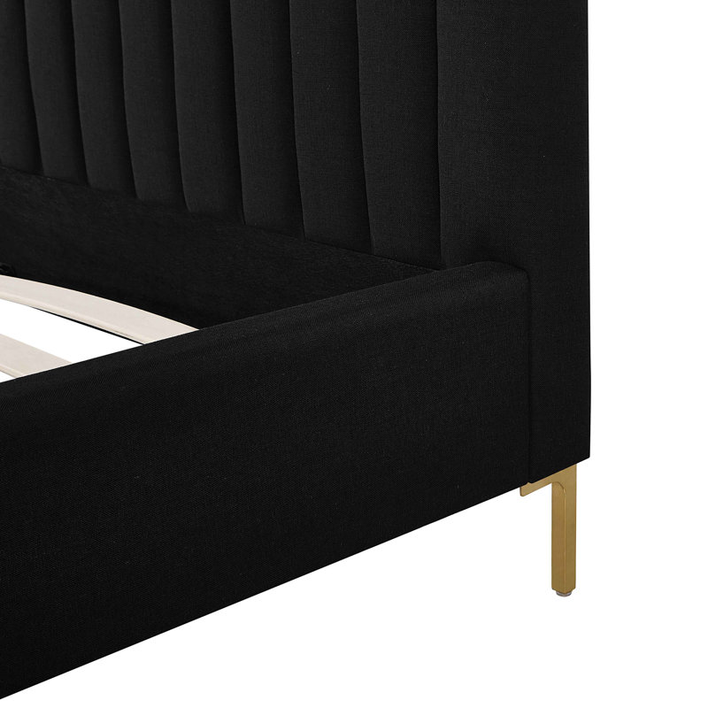 Robbinsdale Natural Upcycled Linen King Bed, Noir, Grand