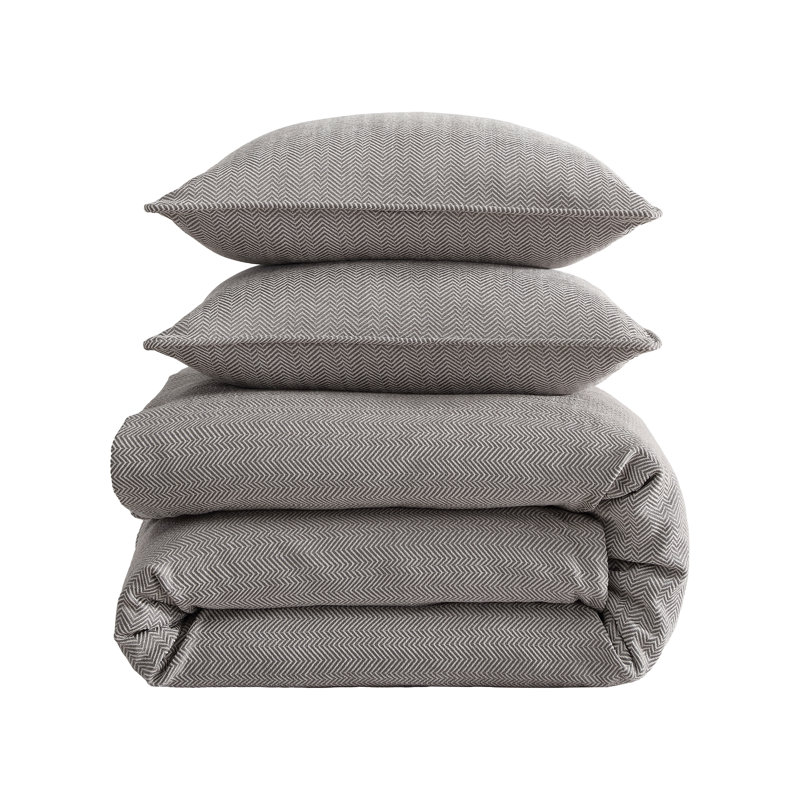 Ensemble d'édredon en sergé rustique tissé classique 3 pièces Chenille, Édredon pour grand lit + 2 taies décoratives, Taupe