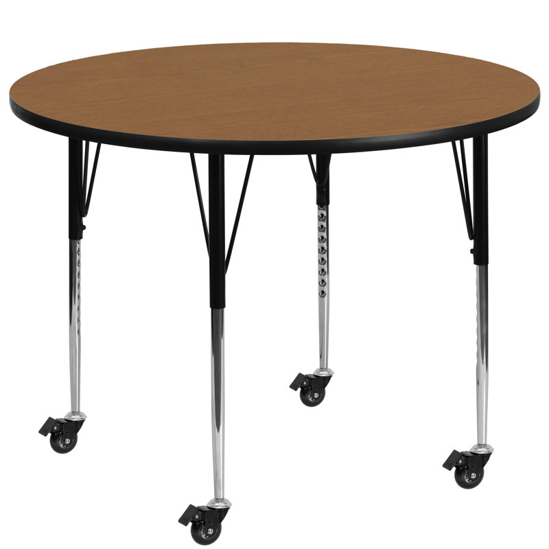 Table ronde mobile en stratifié Goddard, L 60 po x P 60 po x H 22,25 po à 30,37 po, Jaune